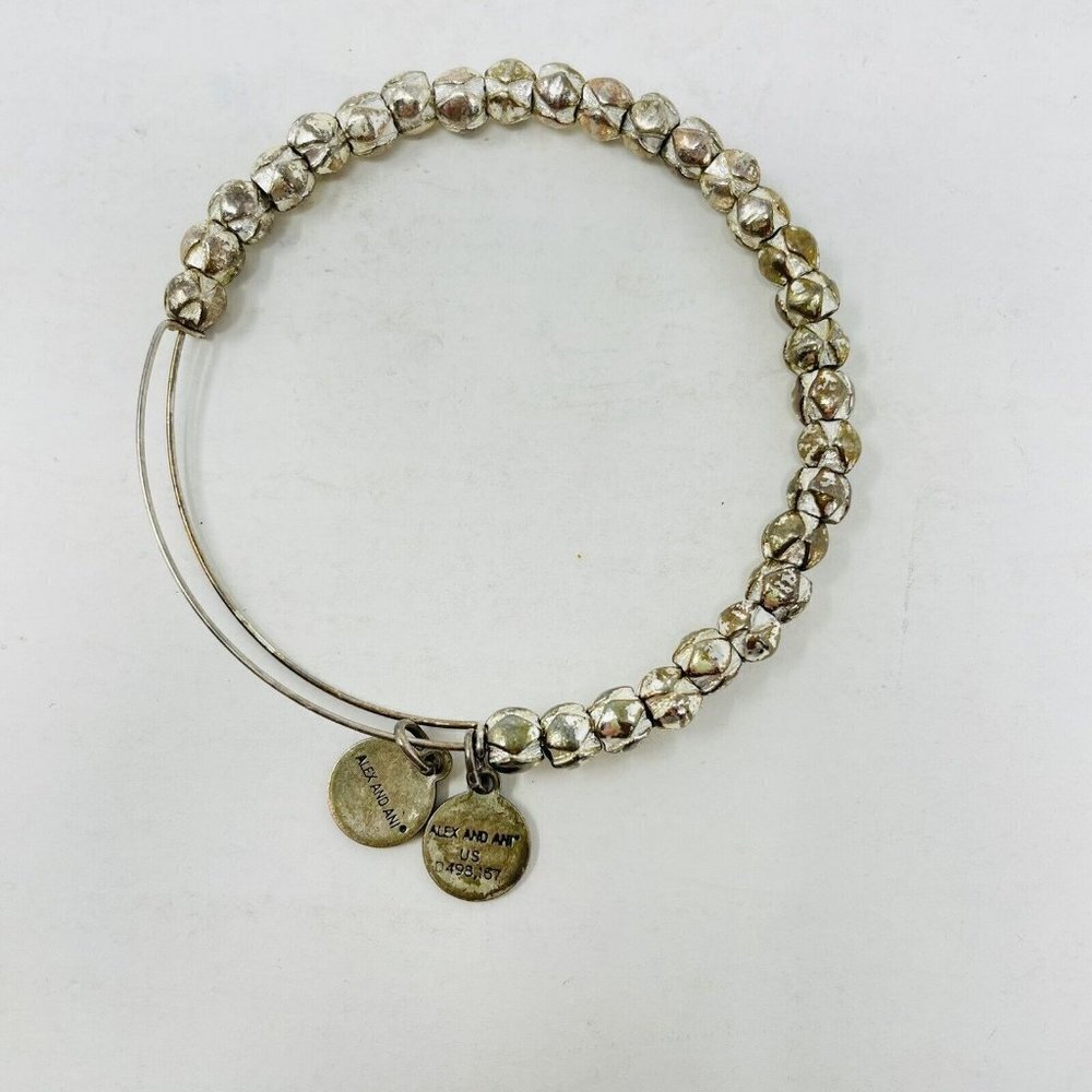 Alex & Ani Womens One Size Solstice Energy Beaded Bangle Bracelet Silver‎